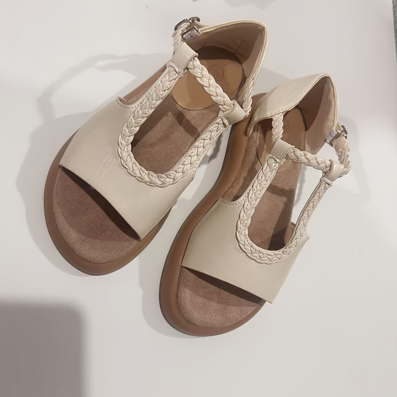 Women's Slip-On Flat Sandals - Open-Toe Closed Heel Shoes, Cushioned Insole for All-Day Comfort - Casual, Formal, Everyday & Special Occasion Footwear - Easy-Care Women's Summer Shoes, Ladies Shoes And Sandals, Twotone Footwear, Durable Pu Sole