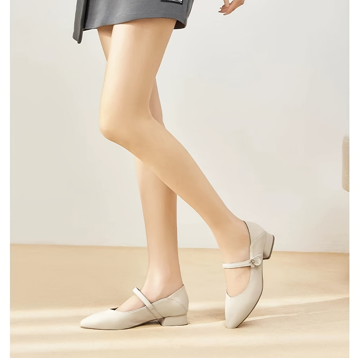 Leather Pumps Spider King Women's Elegant Low Block Heel Pumps, Genuine Leather Casual Solid Color Shoes, Comfortable All-Season Spring Footwear for Weddings and Parties