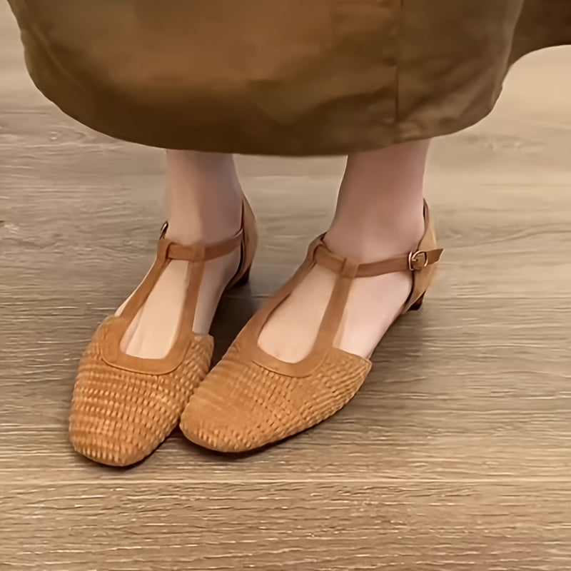 UECLE MA Women'S 2025 New Arrival Roman Sandals - Stylish Brown Faux Cover Ballet Flats with Bow Detail, Round Toe & Buckle Closure, Flat Heel for Summer Casual Wear, Ladies Shoes And Sandals, Summer Footwear, Elegant Shoe Design, Durable Rubber Sole