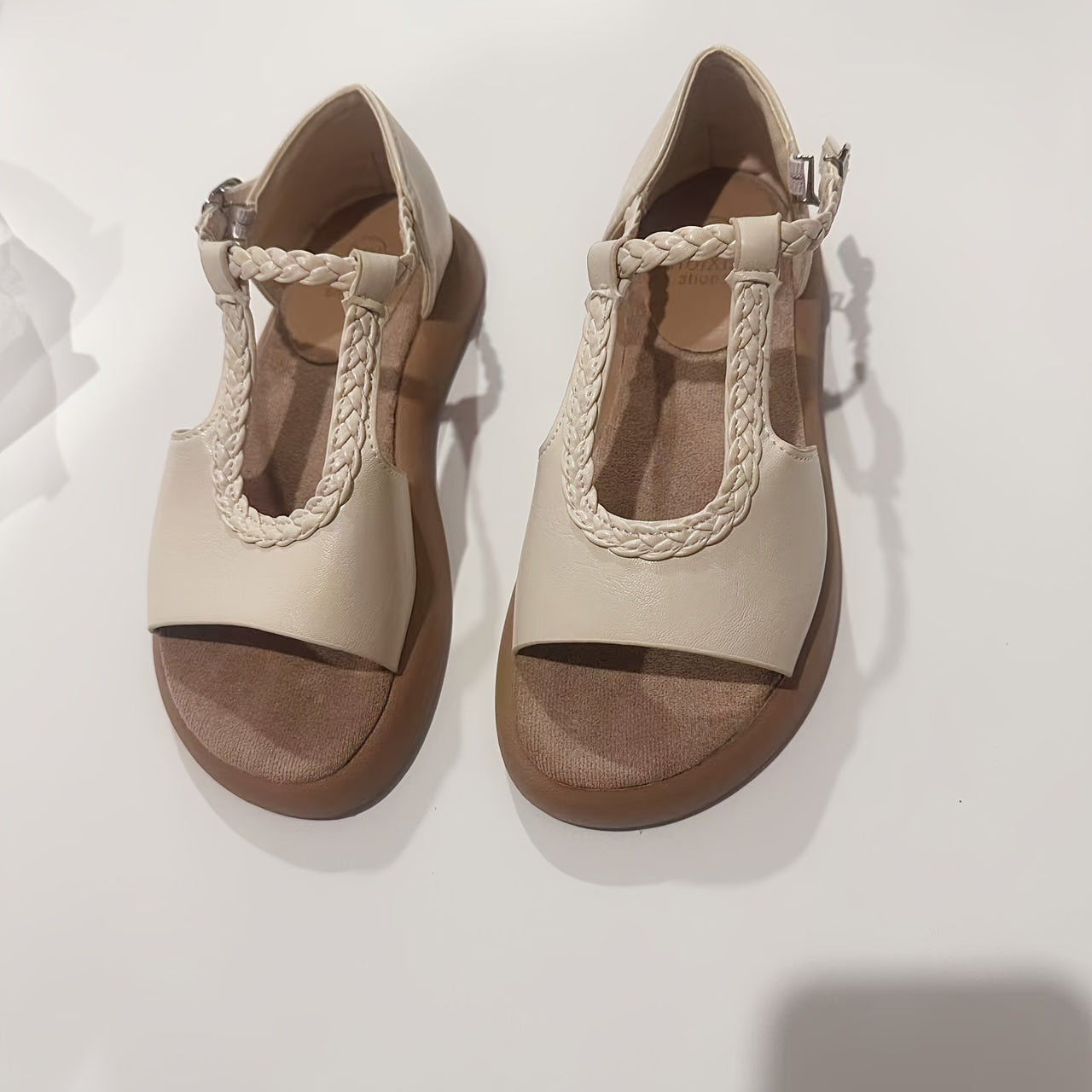 Women's Slip-On Flat Sandals - Open-Toe Closed Heel Shoes, Cushioned Insole for All-Day Comfort - Casual, Formal, Everyday & Special Occasion Footwear - Easy-Care Women's Summer Shoes, Ladies Shoes And Sandals, Twotone Footwear, Durable Pu Sole