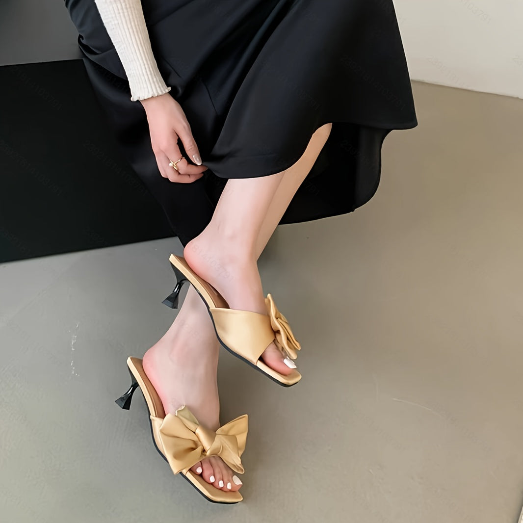 Korean-Style High Heels with Bowknots New 2025 Design - Versatile, Slim-Stiletto, And Elegant Fairy-Tale Shoes for Summer, Perfect for Dresses And Skirts.