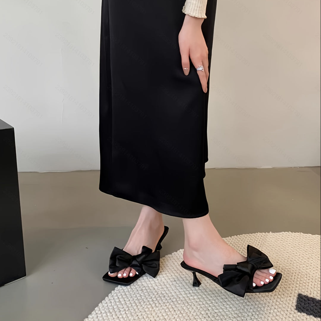 Korean-Style High Heels with Bowknots New 2025 Design - Versatile, Slim-Stiletto, And Elegant Fairy-Tale Shoes for Summer, Perfect for Dresses And Skirts.