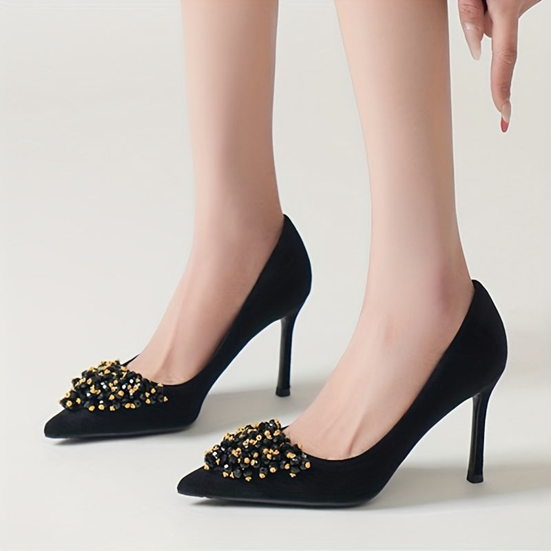 Elegant High-heeled Shoes. Ideal as Banquet Companion Shoes for Women. Pointed-toe Single Shoes. Suitable for Commuting and Professional Wear.