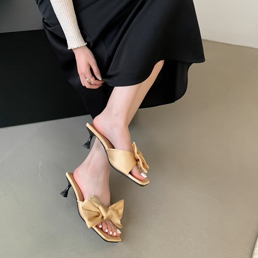 Korean-Style High Heels with Bowknots New 2025 Design - Versatile, Slim-Stiletto, And Elegant Fairy-Tale Shoes for Summer, Perfect for Dresses And Skirts.