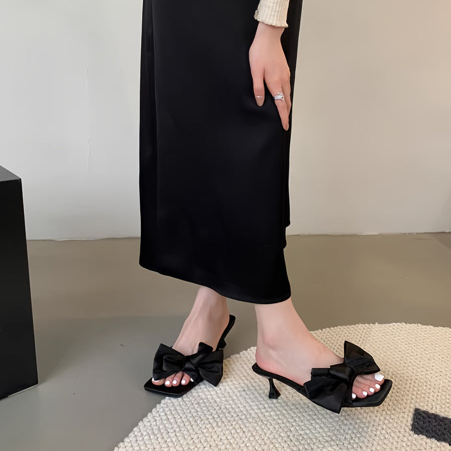 Korean-Style High Heels with Bowknots New 2025 Design - Versatile, Slim-Stiletto, And Elegant Fairy-Tale Shoes for Summer, Perfect for Dresses And Skirts.