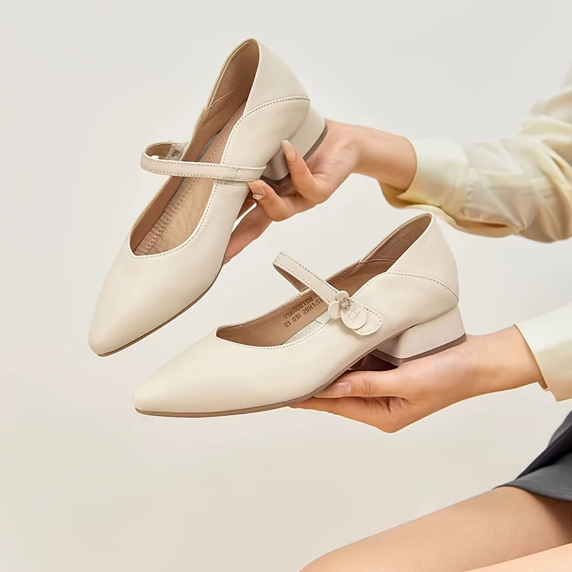 Leather Pumps Spider King Women's Elegant Low Block Heel Pumps, Genuine Leather Casual Solid Color Shoes, Comfortable All-Season Spring Footwear for Weddings and Parties